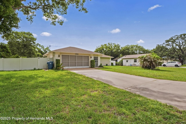 1038 Shenandoah Ln, Spring Hill, FL 34606 - ranch-style house with concrete driveway, an attached garage, and stucco siding