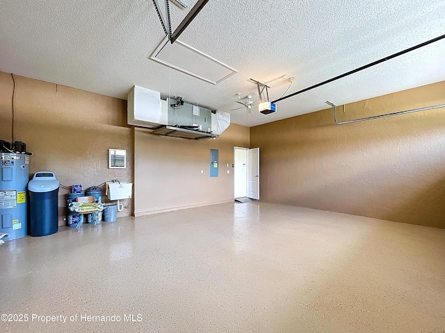 13417 Whitehaven Ct, Spring Hill, FL 34609 - garage with electric panel, water heater, and a garage door opener