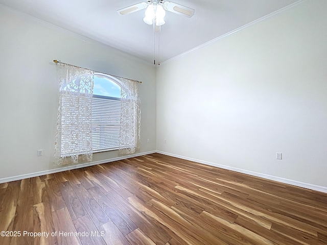 13417 Whitehaven Ct, Spring Hill, FL 34609 - unfurnished room featuring ornamental molding, wood finished floors, baseboards, and ceiling fan