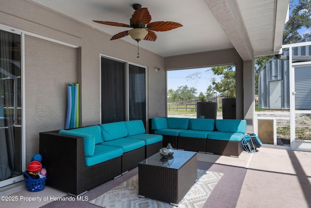 14031 Hexam Rd, Brooksville, FL 34613 - view of patio / terrace featuring an outdoor living space and ceiling fan