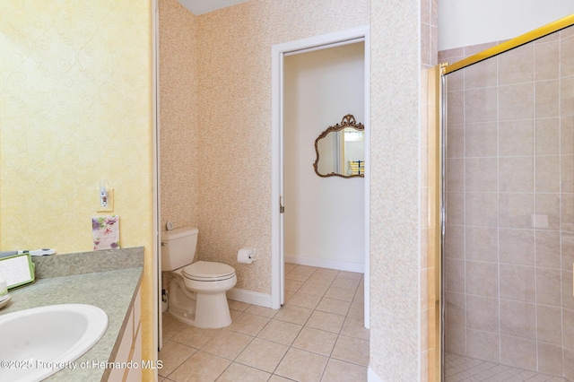 5182 Championship Cup Ln, Spring Hill, FL 34609 - full bath featuring tile patterned flooring, a shower stall, vanity, and toilet