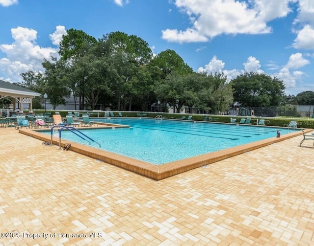 5182 Championship Cup Ln, Spring Hill, FL 34609 - community pool with a patio area and view of wooded area