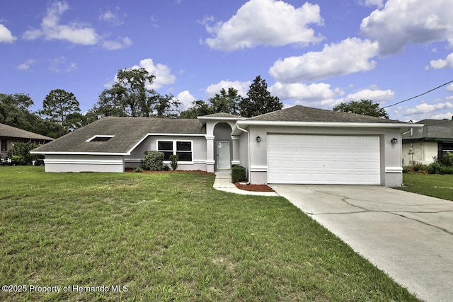 13406 Banyan Rd, Spring Hill, FL 34609 - ranch-style house featuring a garage, driveway, and a front yard