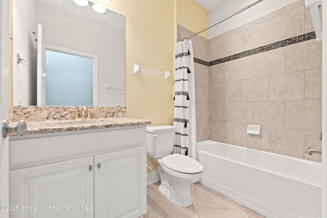 18620 Rococo Rd, Spring Hill Pasco, FL 34610 - bathroom with vanity, toilet, shower / bath combo, and tile patterned flooring