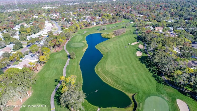 2481 Whispering Pines Ct, Spring Hill, FL 34606 - aerial view of property's location featuring a large body of water, nearby suburban area, and a tree filled landscape