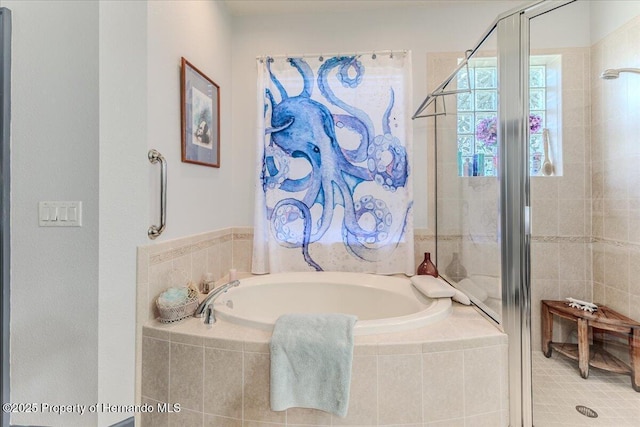 9406 Burnam Dr, Weeki Wachee, FL 34613 - full bathroom featuring a shower stall and a garden tub