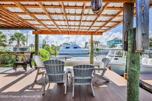 4566 Gulfstream Dr, Hernando Beach, FL 34607 - deck featuring a dock