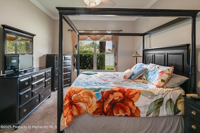 22316 Red Jacket, Land O Lakes, FL 34639 - carpeted bedroom featuring ornamental molding and ceiling fan