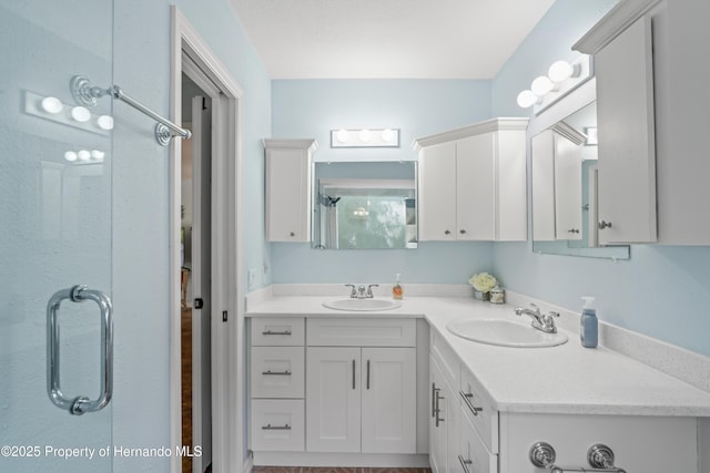 9766 W Smokey Ln, Crystal River, FL 34429 - full bathroom with double vanity and an enclosed shower