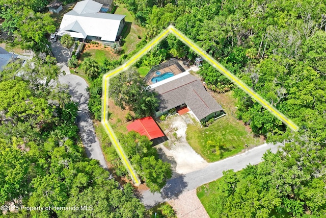 9766 W Smokey Ln, Crystal River, FL 34429 - aerial view of property and surrounding area featuring property boundaries highlighted