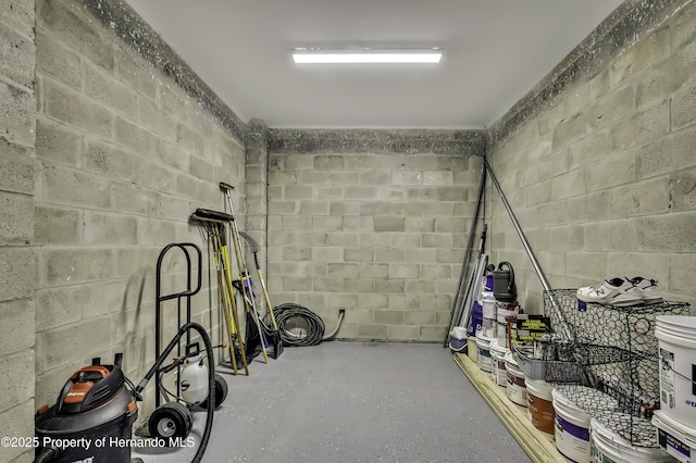 4123 Daisy Dr, Hernando Beach, FL 34607 - workout room featuring concrete block wall