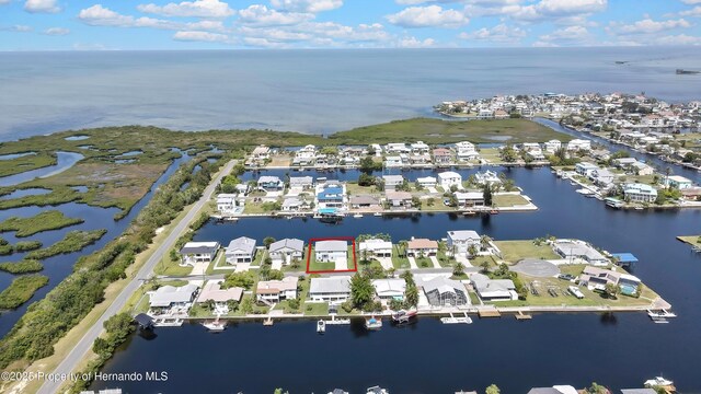 4123 Daisy Dr, Hernando Beach, FL 34607 - aerial view of property and surrounding area featuring a nearby body of water and nearby suburban area