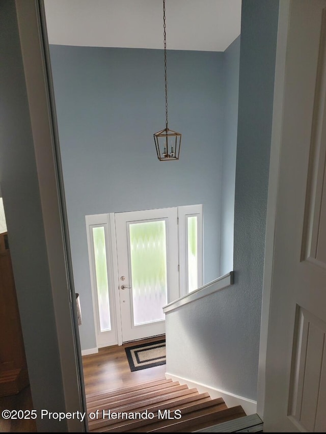 4123 Daisy Dr, Hernando Beach, FL 34607 - foyer featuring wood finished floors, a high ceiling, and radiator