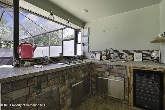 10277 Rosetti Ct, Spring Hill, FL 34608 - view of patio with beverage cooler, a sink, exterior kitchen, and a lanai