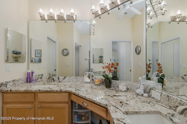 11404 Inman Ct, Spring Hill, FL 34609 - full bathroom with vanity and ceiling fan