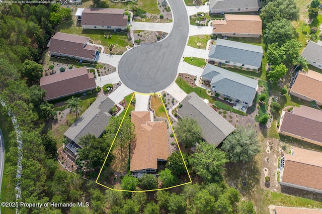 11404 Inman Ct, Spring Hill, FL 34609 - aerial perspective of suburban area with property parcel outlined
