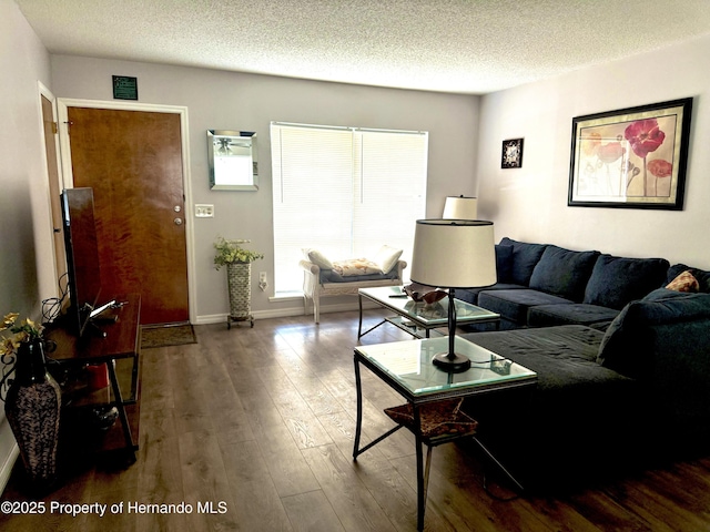 11087 Addison St, Spring Hill, FL 34609 - living room featuring wood finished floors and a textured ceiling