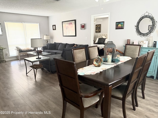 11087 Addison St, Spring Hill, FL 34609 - dining room with light wood-style floors, a textured ceiling, and ceiling fan