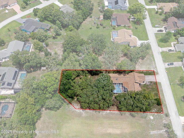 204 Oak Lake Dr, Spring Hill, FL 34608 - aerial view of residential area with property parcel outlined