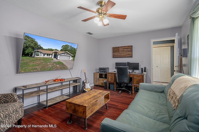 204 Oak Lake Dr, Spring Hill, FL 34608 - home office featuring wood finished floors and ceiling fan
