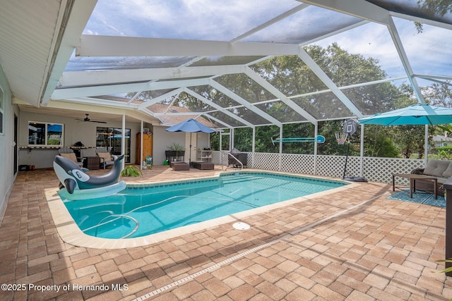 204 Oak Lake Dr, Spring Hill, FL 34608 - view of pool featuring outdoor lounge area, a patio area, and a lanai