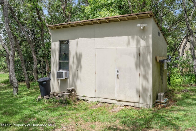 204 Oak Lake Dr, Spring Hill, FL 34608 - view of shed with cooling unit and view of scattered trees
