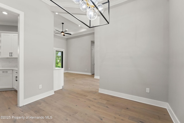 5018 Elm Leaf Dr, Brooksville, FL 34601 - spare room with recessed lighting, ornamental molding, light wood finished floors, and ceiling fan