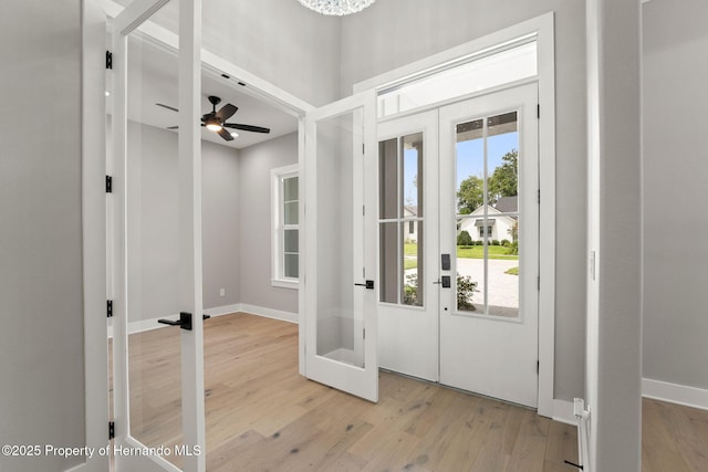 5018 Elm Leaf Dr, Brooksville, FL 34601 - doorway with french doors, plenty of natural light, and light wood-style flooring