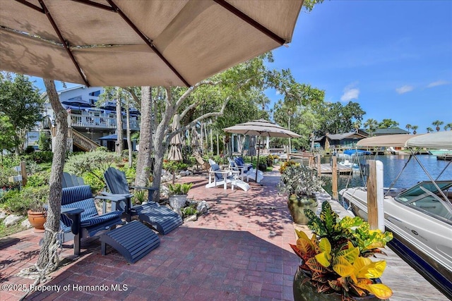 5233 Tuscawilla Dr, Weeki Wachee, FL 34607 - view of patio / terrace with a dock
