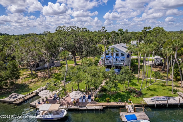 5233 Tuscawilla Dr, Weeki Wachee, FL 34607 - dock area featuring a water view and view of wooded area