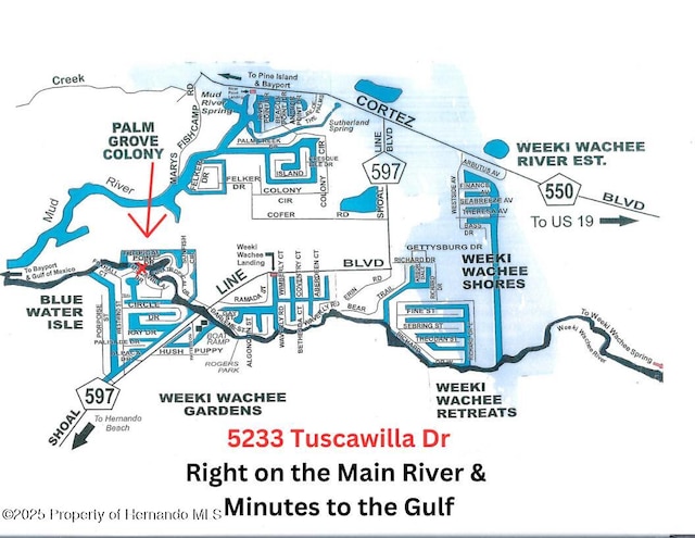 5233 Tuscawilla Dr, Weeki Wachee, FL 34607 - map of property / related area