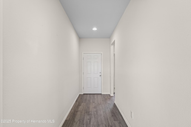 758 Alpine Thistle Dr, Brooksville, FL 34604 - hallway with dark wood-style flooring and recessed lighting