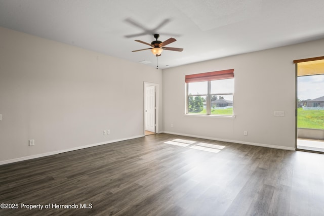 758 Alpine Thistle Dr, Brooksville, FL 34604 - spare room with a ceiling fan and dark wood-type flooring