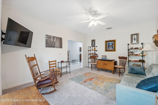 1098 Old Windsor Way, Spring Hill, FL 34609 - living area featuring ceiling fan and carpet