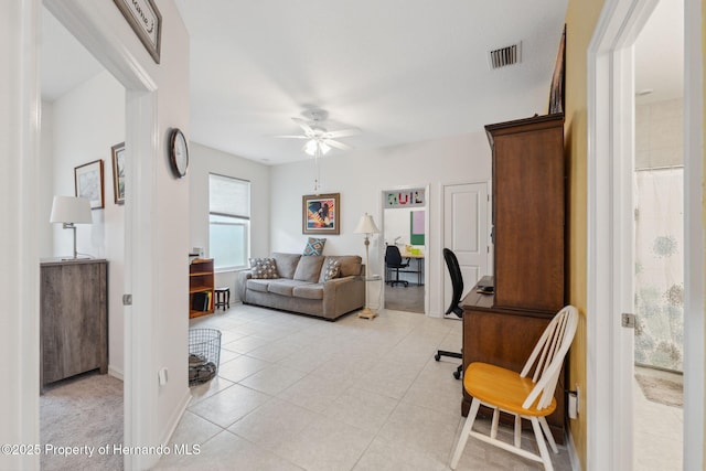 1098 Old Windsor Way, Spring Hill, FL 34609 - home office featuring a ceiling fan and light tile patterned floors