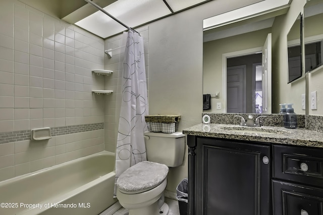 7385 Crestwood Dr, Weeki Wachee, FL 34613 - full bathroom featuring vanity and shower / bath combo with shower curtain