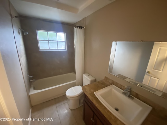 1392 Piper Rd, Spring Hill, FL 34606 - full bathroom featuring shower / bath combo with shower curtain, vanity, and tile patterned flooring