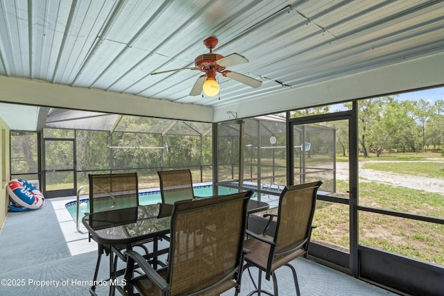 13345 Convent Garden Rd, Brooksville, FL 34613 - sunroom with a ceiling fan and outdoor dining space