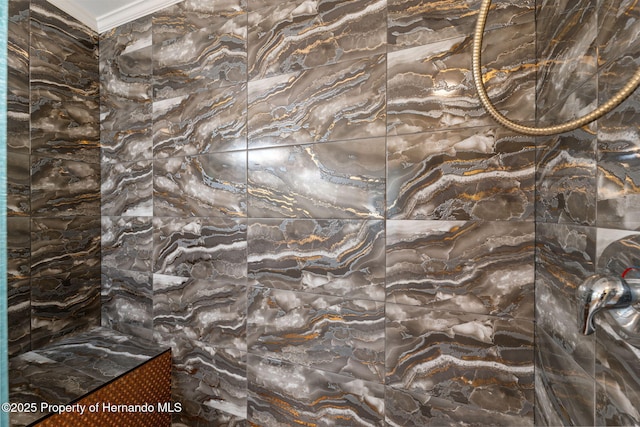 13027 Beacon Ct, Hudson, FL 34667 - detailed view of ornamental molding and tiled shower