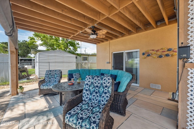 13027 Beacon Ct, Hudson, FL 34667 - view of patio with ceiling fan and outdoor dining space