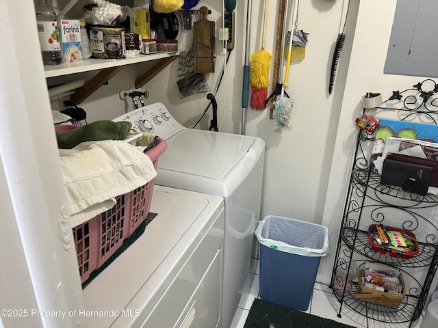 9474 Nakoma Way, Weeki Wachee, FL 34613 - washroom with electric panel and washer and clothes dryer