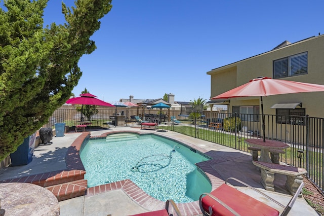 44303 36th St, Lancaster, CA 93536 - view of pool featuring a fenced in pool, a fenced backyard, and a patio area