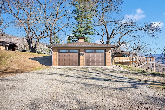 garage with a mountain view