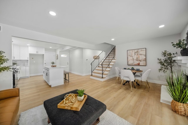 living room featuring light hardwood / wood-style flooring