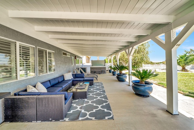 view of patio featuring an outdoor living space