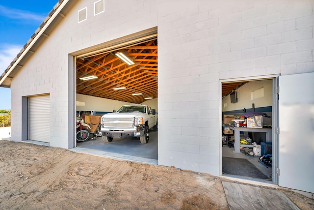 view of garage