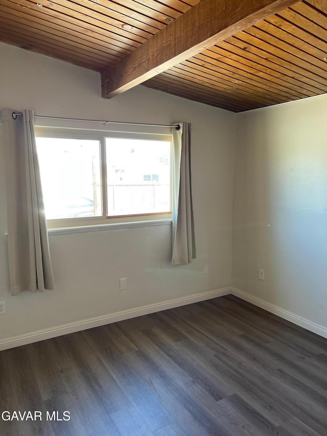3358 Martin Ave, Mojave, CA 93501 - empty room with a wooden ceiling with exposed beams and dark wood-style floors