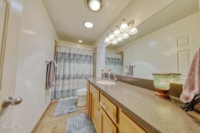 19426 Cavalier Ct, Tehachapi, CA 93561 - full bathroom featuring tile patterned floors, vanity, and a shower with curtain