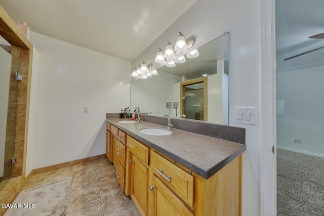19426 Cavalier Ct, Tehachapi, CA 93561 - bathroom featuring double vanity and tiled shower