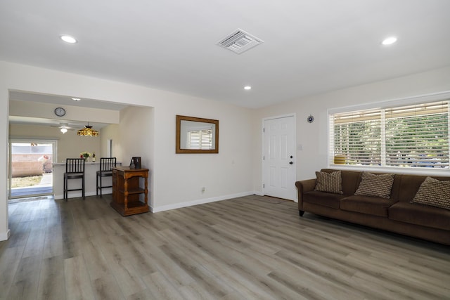 300 W W Ave J9, Lancaster, CA 93534 - living room with wood finished floors, recessed lighting, and a ceiling fan